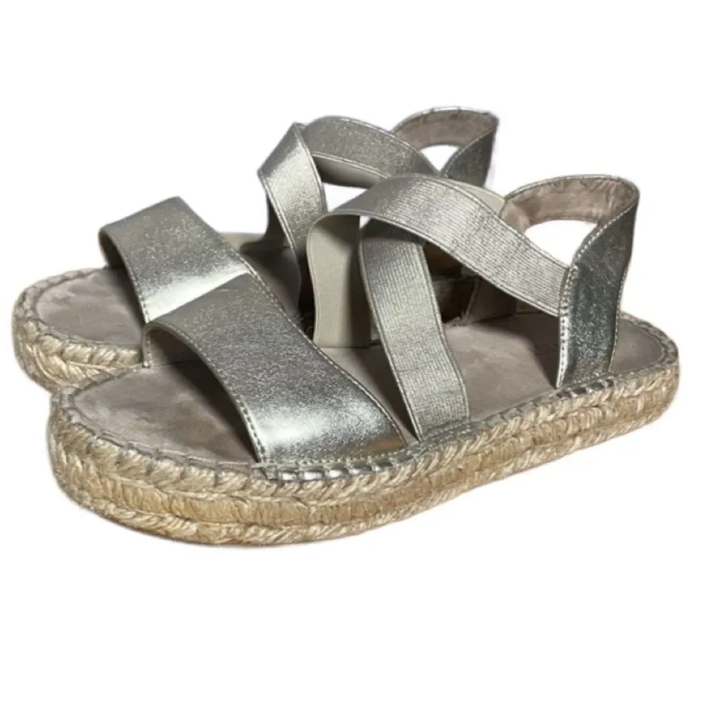 Nine West Gold “Boardwalk” Platform Espadrille Strappy Sandals (Size: 6)